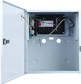 Switched power supply 13,8V/5A total, metal cover, battery max. 38Ah