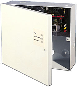 Boxed power supply unit 13,8Vdc / max. 2,5A (2A load + 0,5A battery), metal box.