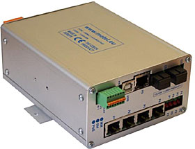 Průmyslový switch pro LAN-RING 200M, 4xPoE+, MM/SM, Box