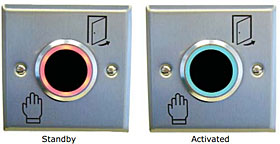 Stainless steel Infra-red proximity exit button, IP65, adjustable range