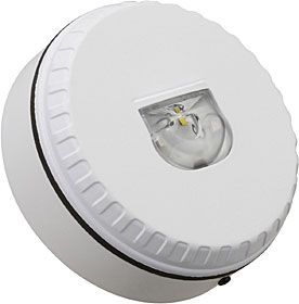 EN54-23 wall mounted beacon, shallow base, white, white flash.