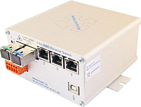 Průmyslový switch LAN-RING, 2x SFP slot, 3x FE port