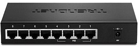 Switch 8 portů 10/100Mbps, (4x PoE, 4x bez PoE), kapacita 1.6Gbps, 30W, kov