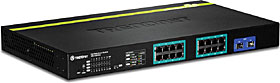 Switch 16 portů Gigabit (16x PoE/PoE+), 2x SFP, 32Gbps, 185W, kov