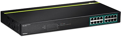 Switch 16 portů Gigabit (16x PoE/PoE+), kapacita 32Gbps, 246W, kov