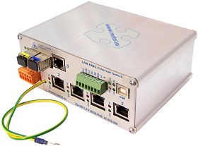 Průmyslový switch LAN-RING, 2x SFP slot, 1x GE port, 4x FE port, 12V/24V