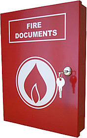 Uzamykateľná skrinka na dokumentáciu k systému EPS vo formáte A4, EN verzia