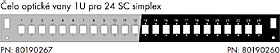 Čelo optické vany 1U, 24SC simplex/LC duplex/E2000 BK s otvory v2 FP2-1U-24SCS-B