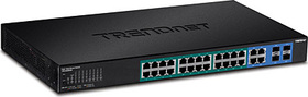 Switch 28 portů Gigabit (24x PoE+), 4x SFP, 56Gbps, 370W, kov