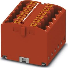 Push-In svorkovnica 500V/24A, 12 svoriek, vodiče prierez 0,14 až 4 mm2, červená