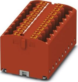 Push-In svorkovnica 500V/24A, 18 svoriek, vodiče prierez 0,14 mm2-4 mm2, červená