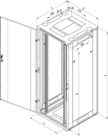 19" rozvaděč stojanový 47U/800x800 s odnímatelnými bočnicemi typ RT, RAL7035