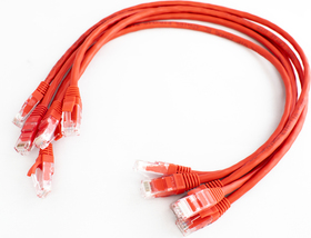 Patch cord cooper CAT5E RJ45 2m red, package 5 pieces