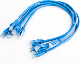 Patch cord cooper CAT6 UTP RJ45 0.5m blue, package 5 pieces