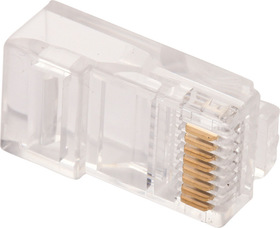 Pass through CAT5E UTP RJ45 connector, solid wire, package 10 pieces