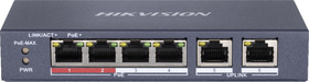 Switch 6 portů 10/100Mbps, (4x PoE, 2x bez PoE), kapacita 1.6Gbps, 35W, kov