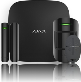 Ajax Hub+ StarterKit čierny obsahuje ústredňu, kľúčenku, PIR a MG kontakt