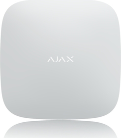 Ajax Hub+ 12V ústredňa biela až 150 prvkov, 25 oblastí, Wi-Fi, TCP/IP, GSM 2G/3G