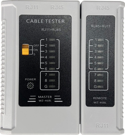 RJ45 tester, kontroluje spojení a rychlosti u RJ11 a RJ45 konektorů