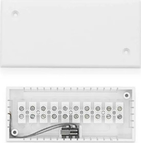 Surface plastic 10 way junction box, screw terminals, tampered, white