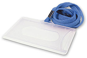 Horizontal card holder with a lanyard