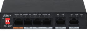 Switch 6 portů, 4x 100Mbps PoE, 2x 100Mbps bez PoE, 60W, kov