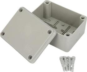 Plastová ABS krabica bezhalogénová, krytie IP65, šedá RAL7035, 150x110x70mm