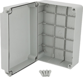 Plastová ABS krabice bezhalogenová, krytí IP65, šedá RAL7035, 300x220x120mm