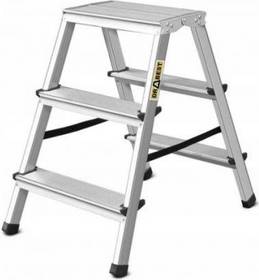 Oboustranné skládací hliníkové třístupňové schůdky, 2x3 stupně, nosnost 125kg