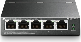 5 portový POE+ gigabitový Unmanaged switch, 65W, 802.3af/at, desktop, 5 let