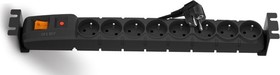Napájecí panel ACAR 8xCZ zásuvka, přepěťová ochrana, vypínač,19", černá, 3m