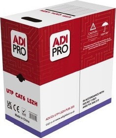 ADI PRO instalační kabel ADI PRO CAT6, UTP, LSZH, Dca, box 305m, fialový