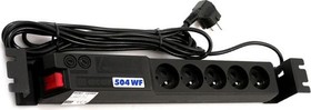 Napájecí panel ACAR 504 WF RACK 5x230V, montáž do 19" rozvaděče, 2U, černý