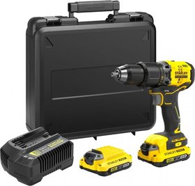 Stanley V20 Aku bezuhlík.vrtačka s příklepem, 2x2.0Ah, 1900 ot/min, 60Nm, kitbox