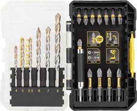 Stanley FATMAX® 19dílná sada přesných vrtáků do zdiva a bitů