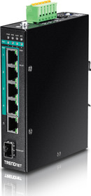 Průmyslový L2 manag.switch, 6 port Gigabit (4x PoE+, 1xGE, 1xSFP),120W,DIN, kov