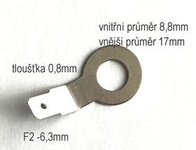 Redukce M8 šroub na FASTON 250 (F2 6,3mm), balení po 10ks