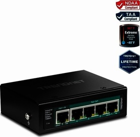 Switch průmyslový 5-port Gigabit PoE++ Powered DIN-Rail switch s PoE Pass-Throug