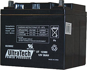 Battery ULTRATECH 12V / 38Ah terminals Nut & Bolt M6