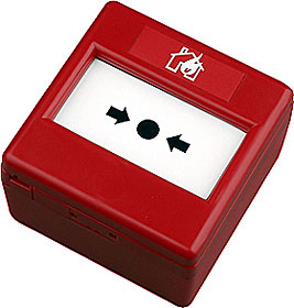 Red conventional manual call point, NO/NC contact, IP24.
