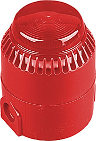 Combined sounder & LED beacon, red lens, red body, IP65.