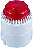 Combined sounder & LED beacon, red lens, white body, IP65.