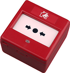 Red conventional manual call point, 470/680 Ohm resistor, LED indicator, IP24.