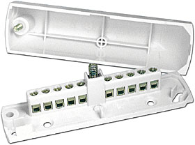 Plastic ABS 10 way junction box, tampered