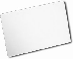 White re-printable plastic card, blue