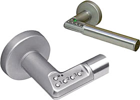 PIN code door handle (right) with simple keypad integrated in handle"s body