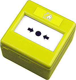 Yellow conventional manual call point, NO/NC contact, IP24.
