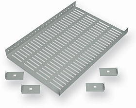 Ukládací plato 450mm 1U-4b. BK černé, nosnost 60kg