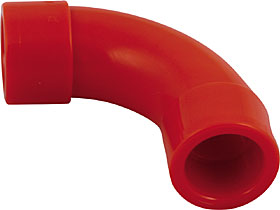 Plain red ABS 25 mm 90° bend.