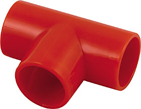 Plain red ABS 25 mm 90° tee.